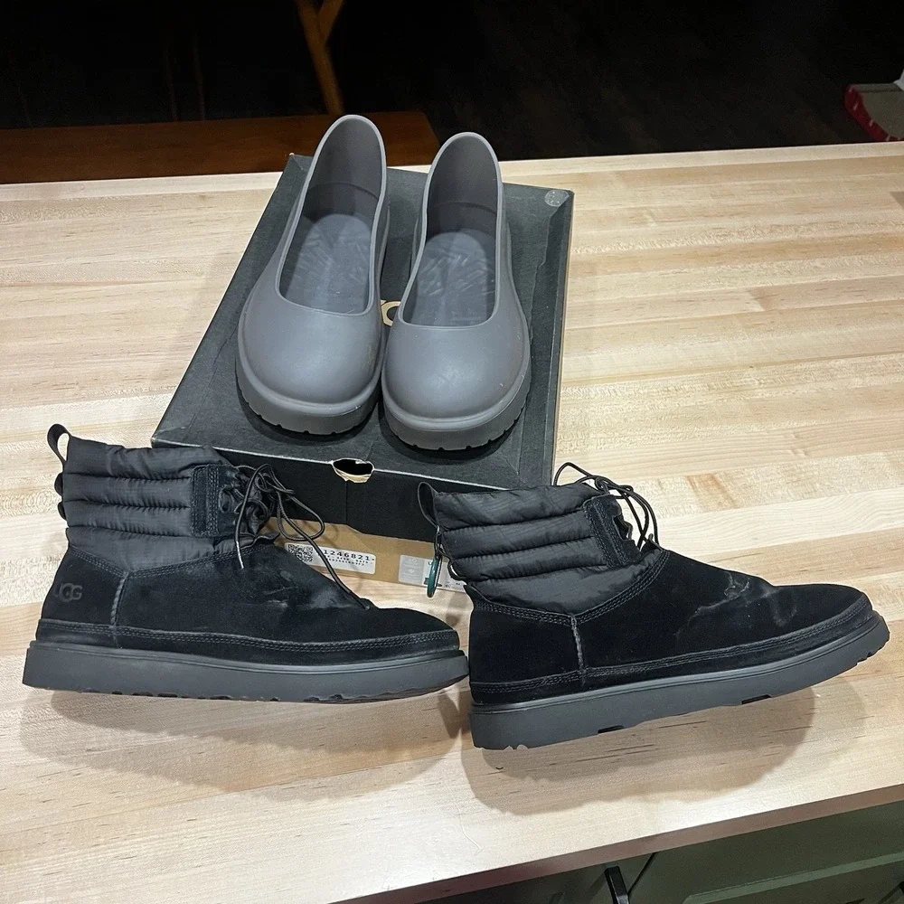 UGG‎ Classic Mini Lace-up Weather Black Suede Sheepskin Boot Size US 11 Men